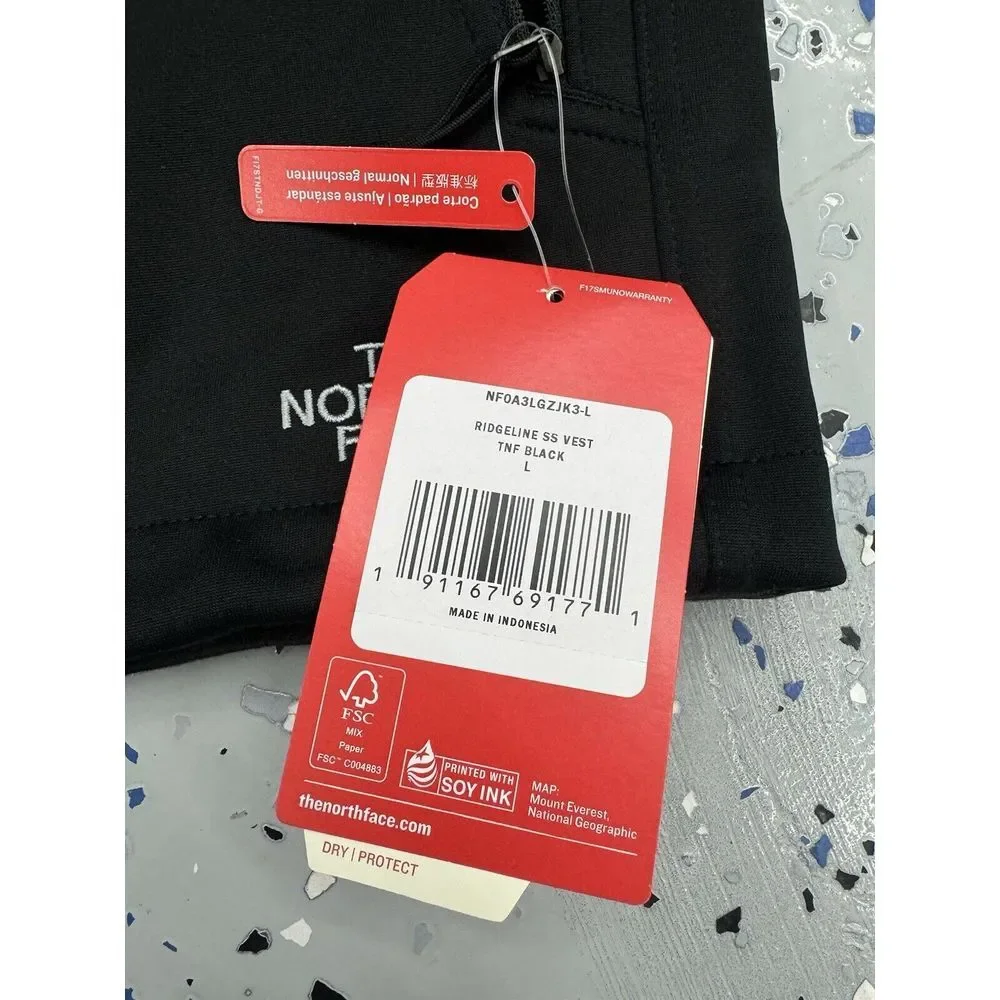 The North Face Ridgeline Vest‎ Mens Large Black Full Zip Softshell Logo Pockets